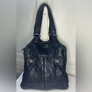 Authentic Marc Jacob’s Navy Blue Pebbled Leather Totally Turn Lock Teri Tote ,